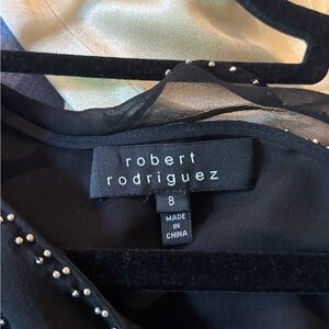 Robert Rodriguez Black Silk Top with Metallic Details